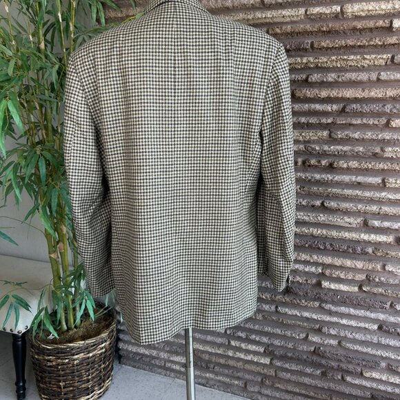 Tommy Hilfiger Blue Brown Houndstooth Plaid 3 Button Sport Coat Blazer Size 44L - Picture 6 of 14